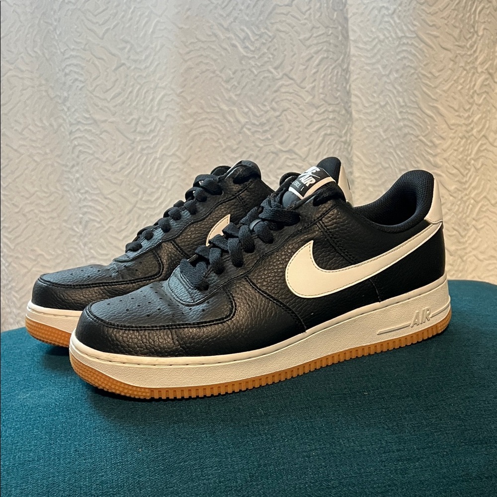 Nike Black Leather Sneakers with White Swoosh